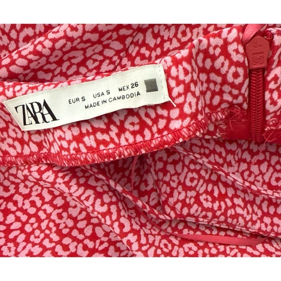 VGUC Zara Pink Animal Print SlipMidi Backless Dress Small - Picture 3 of 14